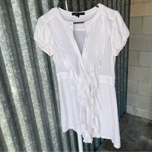 Y2K BCBGMaxAzria 100% Silk Ivory White Ruffled Dress